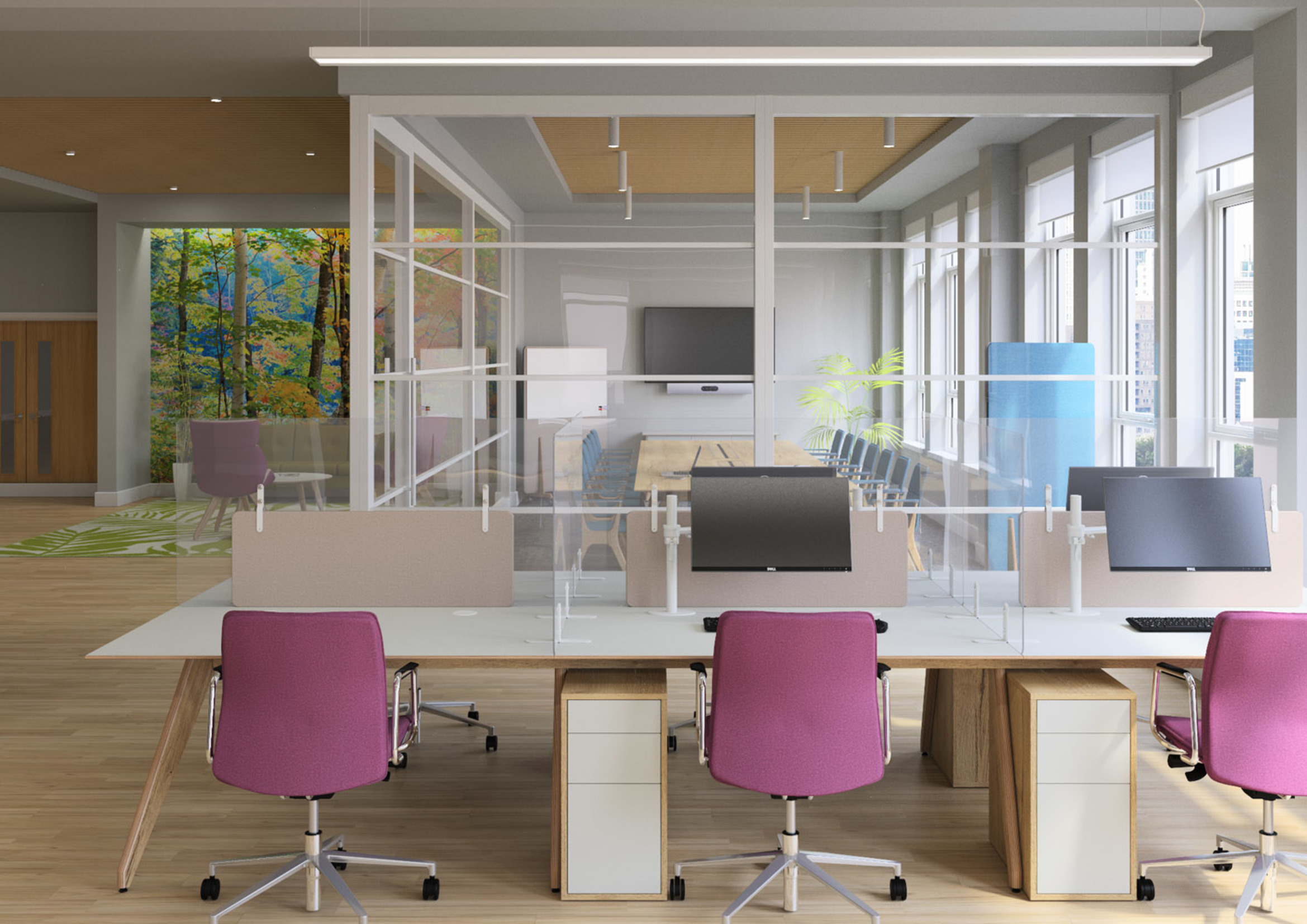 Social distancing screens for offices