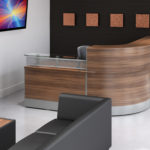 Curved reception counter