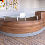 Curved reception counter