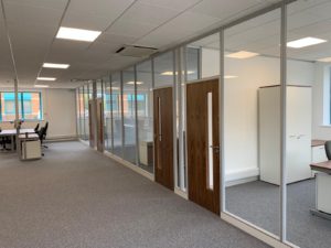 Glass partitions and wooden doors