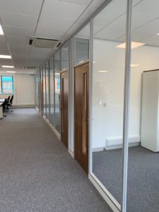 Glass partitions and wooden doors