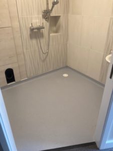 washroom shower and drainage installation