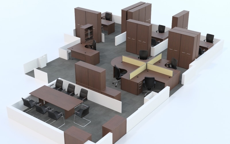 3D render of office space designed by pure office solutions